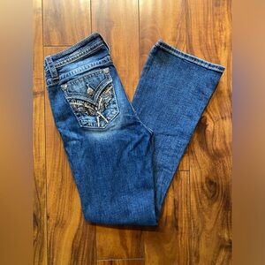 Women's Blue Jeans with Embellished Pockets